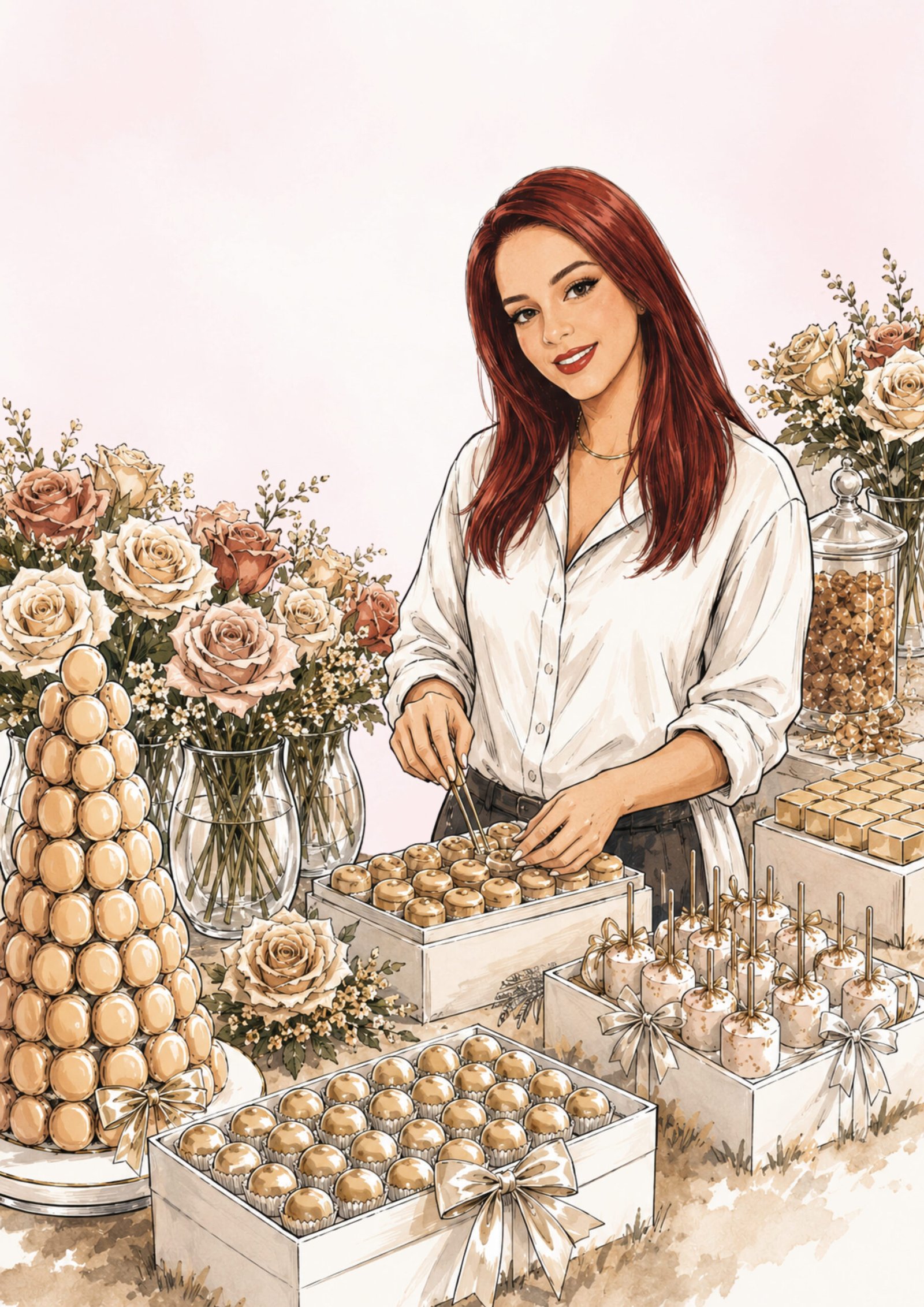 Jennifer preparing a table setup